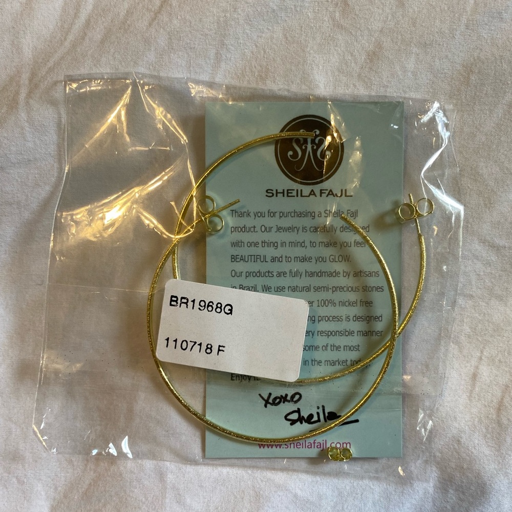 NWT Sheila Fajil Gold Skinny Jillian Hoops